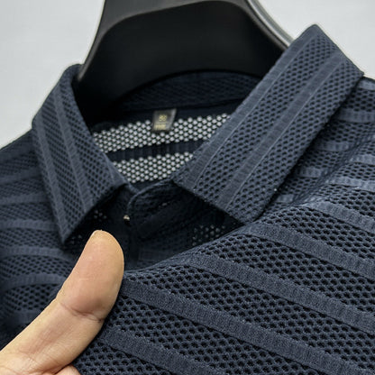 Hollow-Out Ice Silk Mesh Breathable Short-Sleeved Men'S