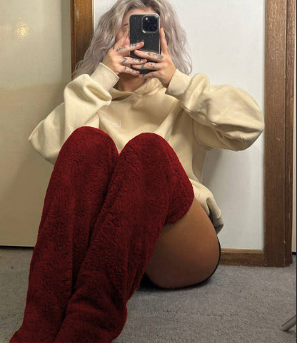 Over Knee High Fuzzy Socks Cold Leg
