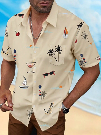 Men'S Hawaiian Digital Printing Shirt