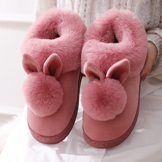 Autumn Cotton Slippers Fur Rabbit Home Warm