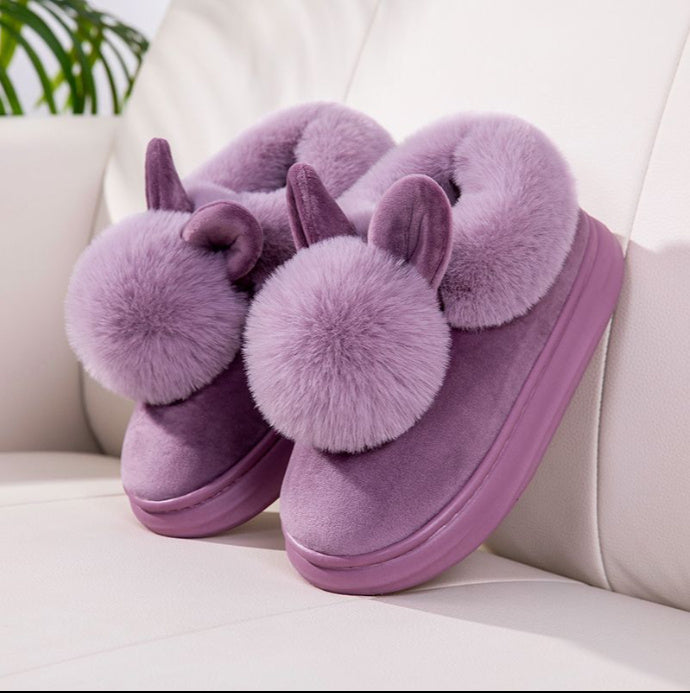Autumn Cotton Slippers Fur Rabbit Home Warm