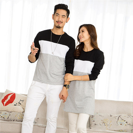 Colorblock Long-Sleeved T-Shirt For A Family Of