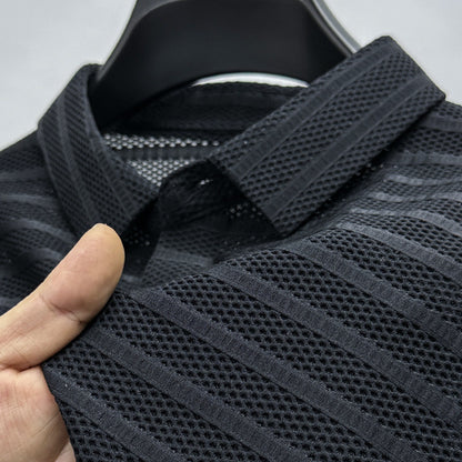 Hollow-Out Ice Silk Mesh Breathable Short-Sleeved Men'S