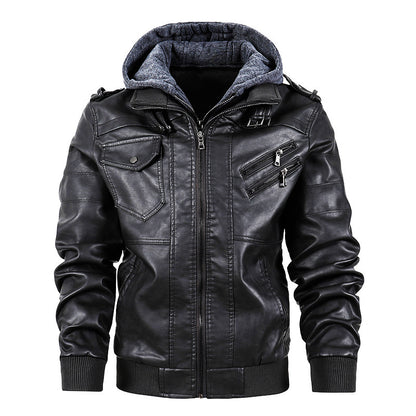 Motorcycle Leather Men'S Jackets Stand Collar Men