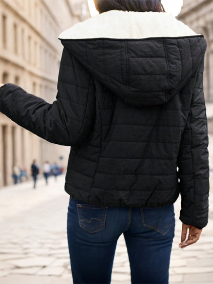 Black Casual Street Lightweight Warm Short Padded