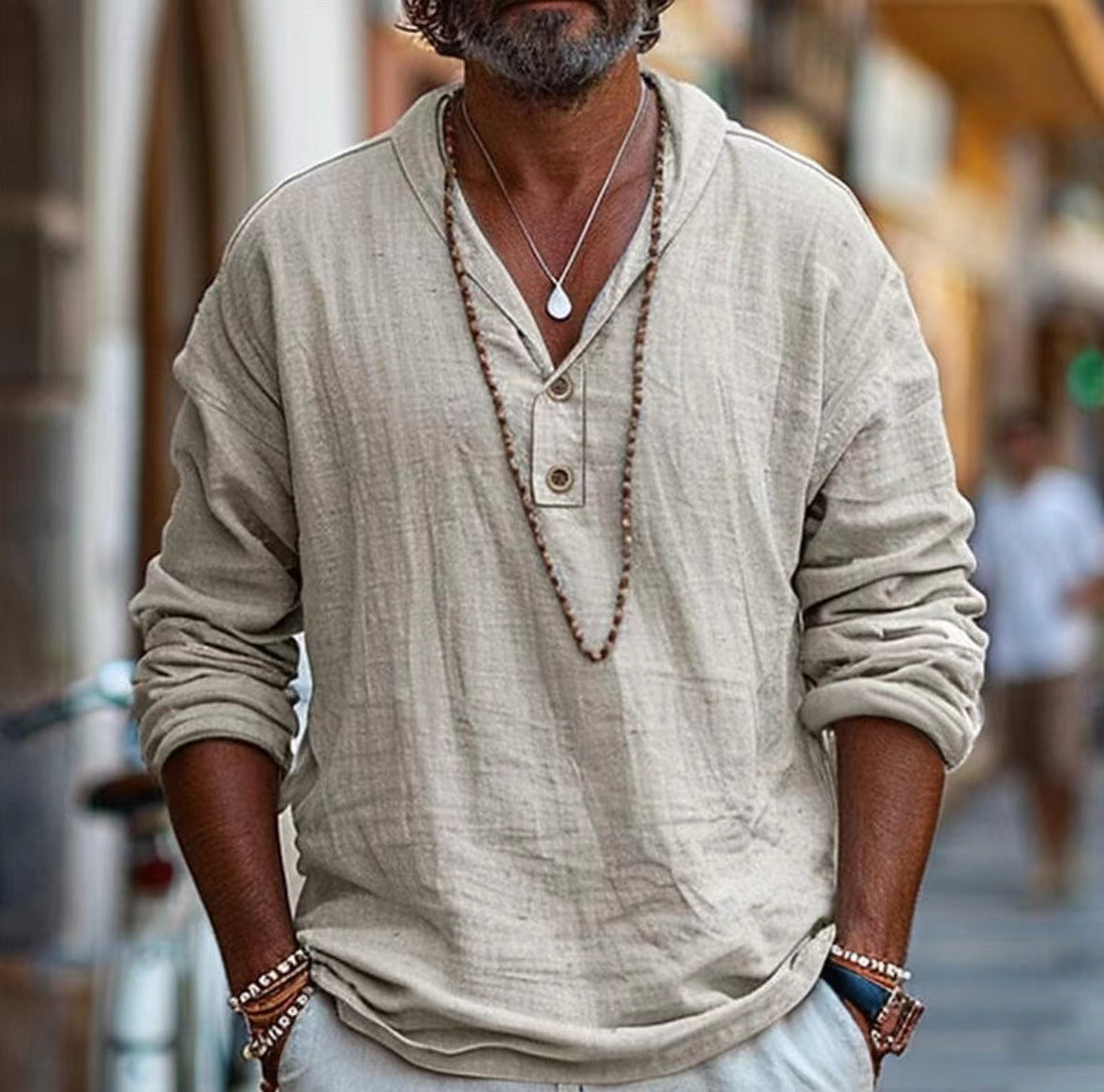 Retro Cotton And Linen Casual Long-Sleeved Shirt