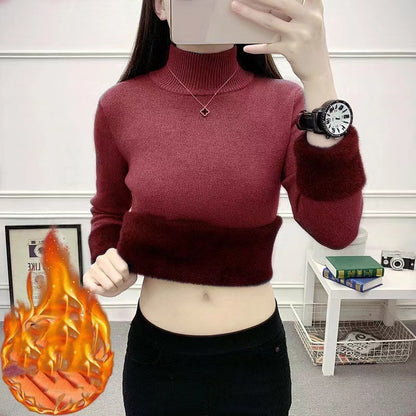 Turtle Neck Sweater Women Elegant Thick Female