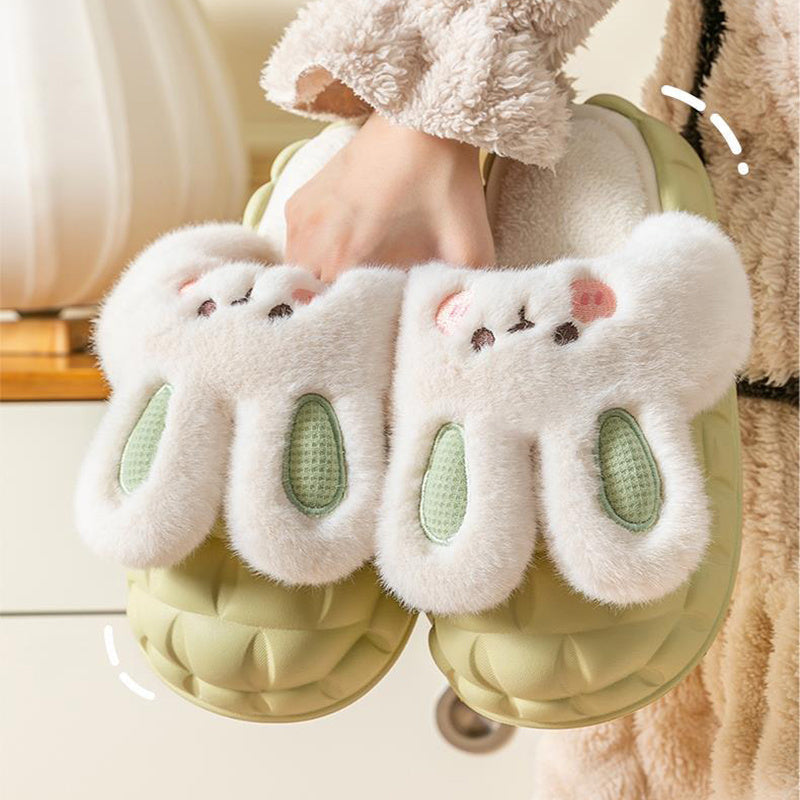 Cute Rabbit Shoes Fuzzy Slippers Detachable Washable