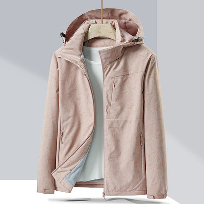 Couple Single-Layer Jacket Windproof Sports Fleece-Lined Padded