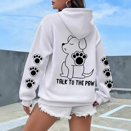 Funny Dog Cartoon Printed Hoodie Women'S Warm