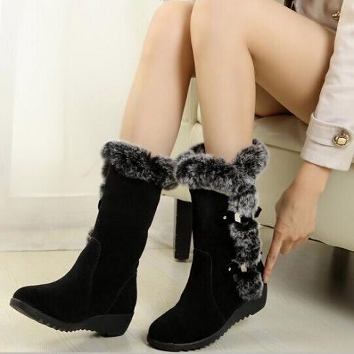 Snow Boots Mid-Calf Faux Fur Plush Boots