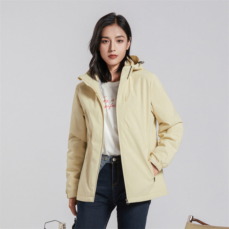 Couple Single-Layer Jacket Windproof Sports Fleece-Lined Padded