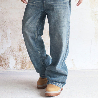 Heavy Water Washed Old Straight Leg Jeans