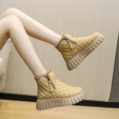 Women'S Plaid Pattern Platform Ankle Boots