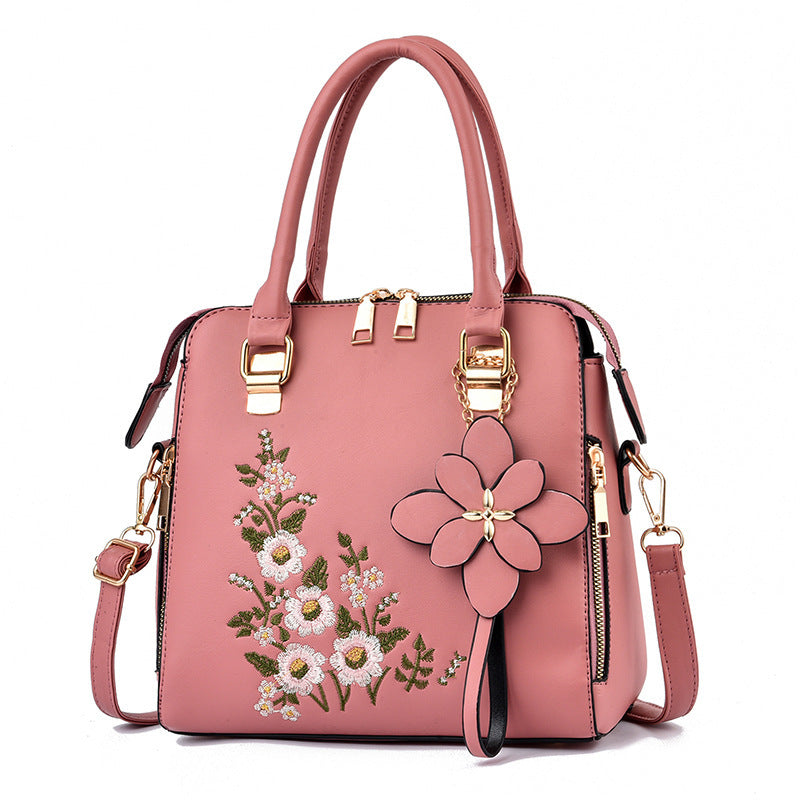 Flowers Embroidered Handbag Shoulder Messenger Bags
