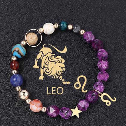 Twelve Constellations Bracelets Natural Stone Hemp Stone