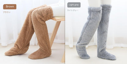 Over Knee High Fuzzy Socks Cold Leg