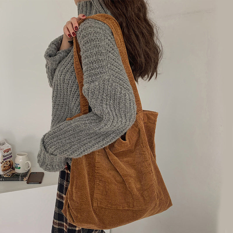 Corduroy Shoulder Bags Fall Handbags Shopping Bags