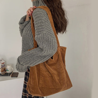 Corduroy Shoulder Bags Fall Handbags Shopping Bags