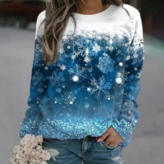 Women'S 3D Printed Christmas Round Neck Sweater