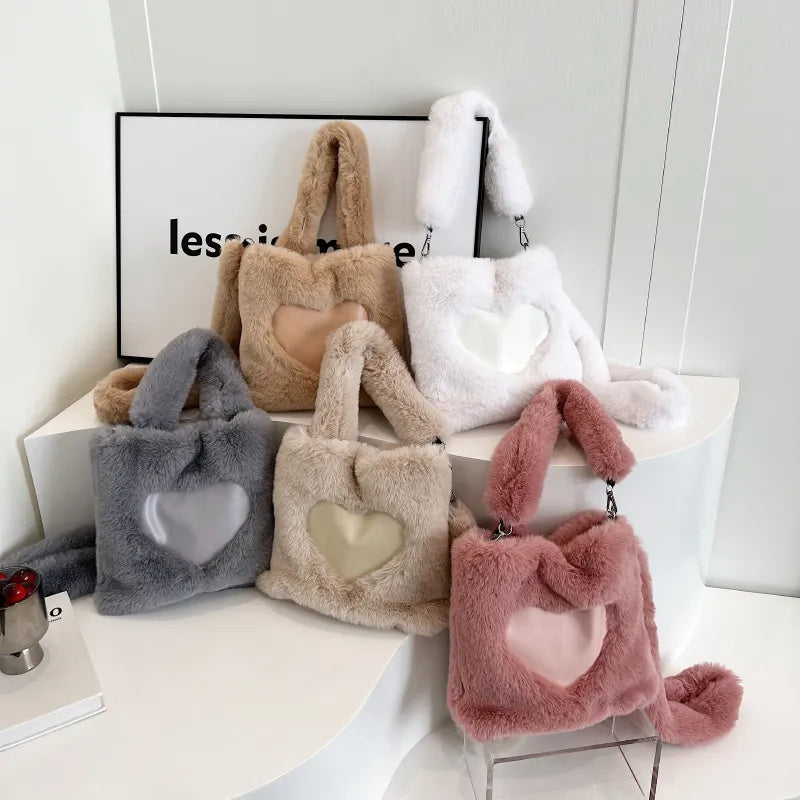 Fluffy Shoulder Bag Top-Handle Bag Female Autumn