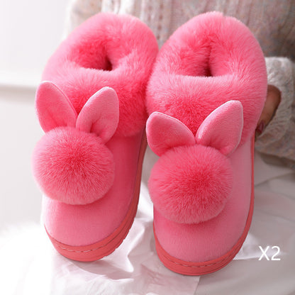 Autumn Cotton Slippers Fur Rabbit Home Warm