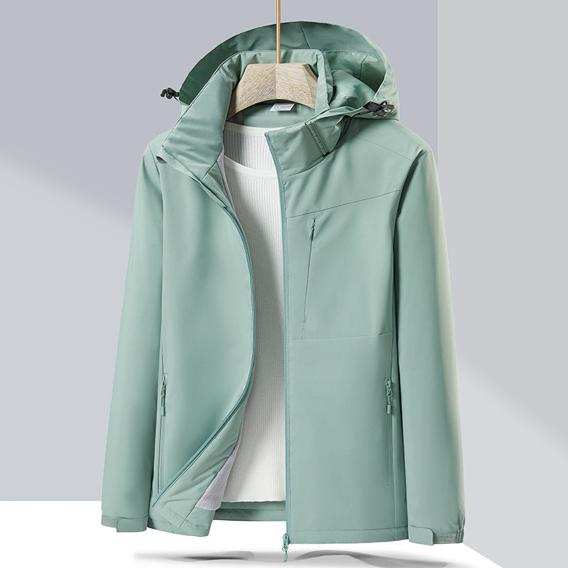 Couple Single-Layer Jacket Windproof Sports Fleece-Lined Padded