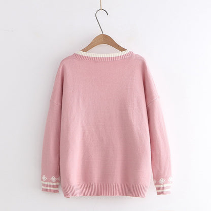 Loose Solid Color Rabbit Cardigan