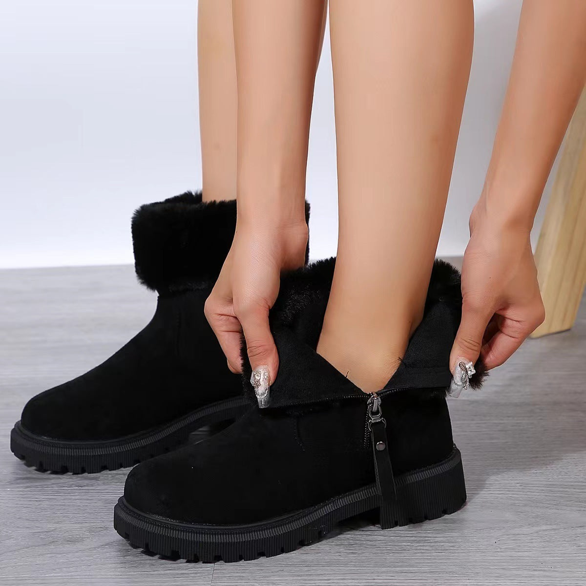 Warm Plush Boots Side-Zipper Snow Boot For