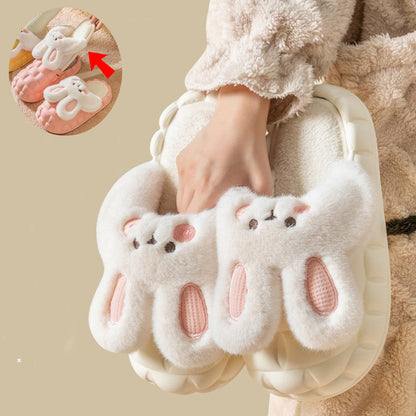 Cute Rabbit Shoes Fuzzy Slippers Detachable Washable
