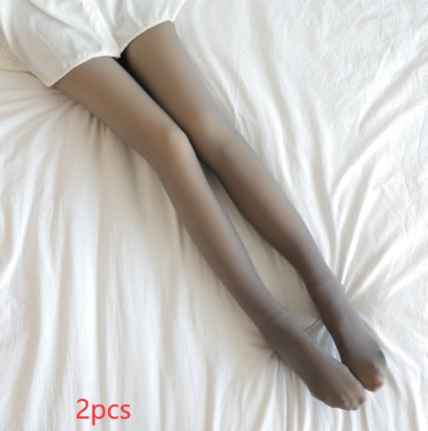 Fake Translucent Plus Size Leggings Fleece Lined