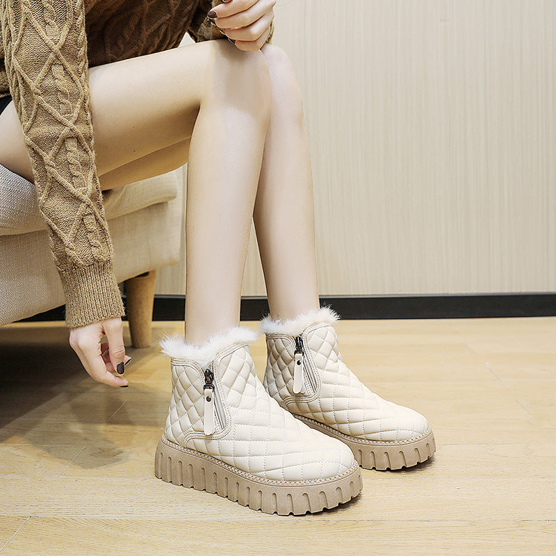 Women'S Plaid Pattern Platform Ankle Boots