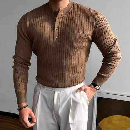 Henry Collar Sweater Long Sleeve Men'S Sweater
