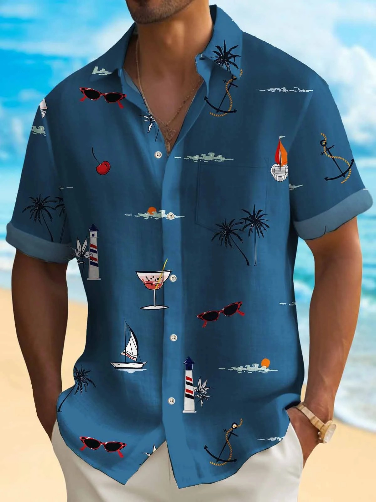 Men'S Hawaiian Digital Printing Shirt