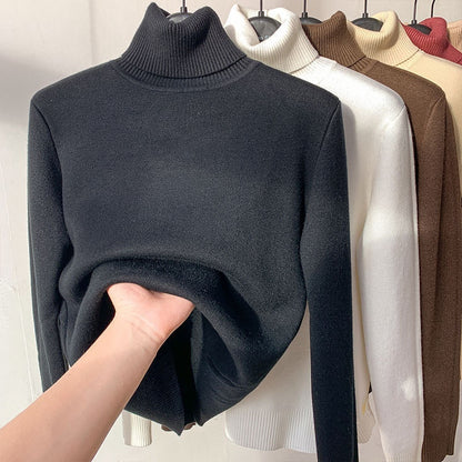 Turtle Neck Sweater Women Elegant Thick Female