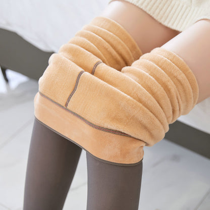 Fake Translucent Plus Size Leggings Fleece Lined