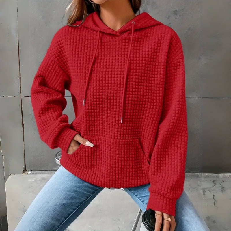 Women'S Loose Fitting Hooded Long Sleeved Sweatshirt