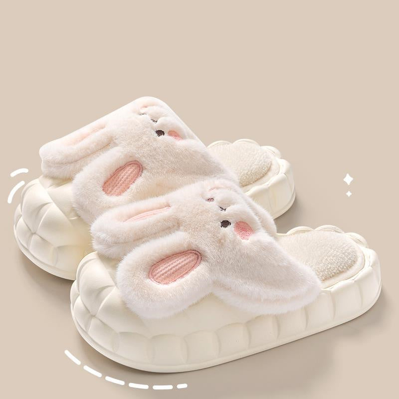 Cute Rabbit Shoes Fuzzy Slippers Detachable Washable