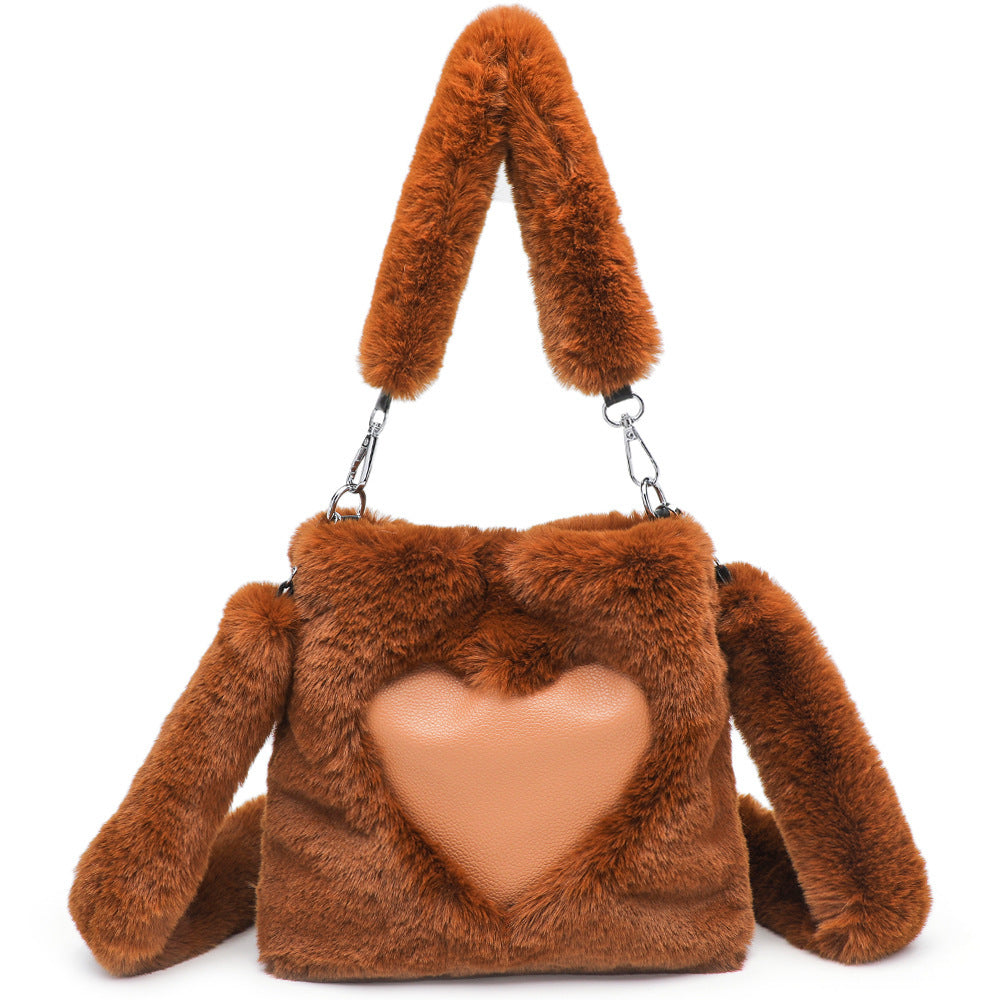 Fluffy Shoulder Bag Top-Handle Bag Female Autumn