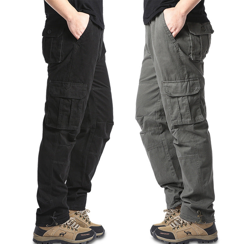 Cotton Multi-Pocket Cargo Pants Men'S Loose Wear-Resistant