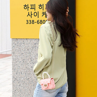 Candy-Colored Mini Shoulder Bags With Pearls Handbag