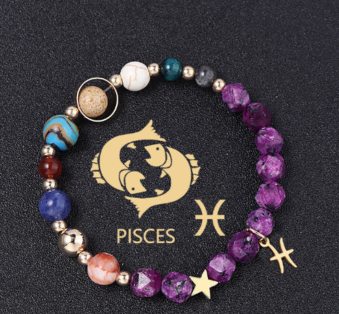 Twelve Constellations Bracelets Natural Stone Hemp Stone
