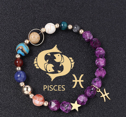 Twelve Constellations Bracelets Natural Stone Hemp Stone
