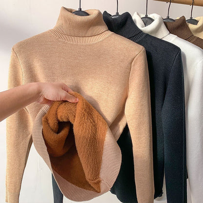 Turtle Neck Sweater Women Elegant Thick Female