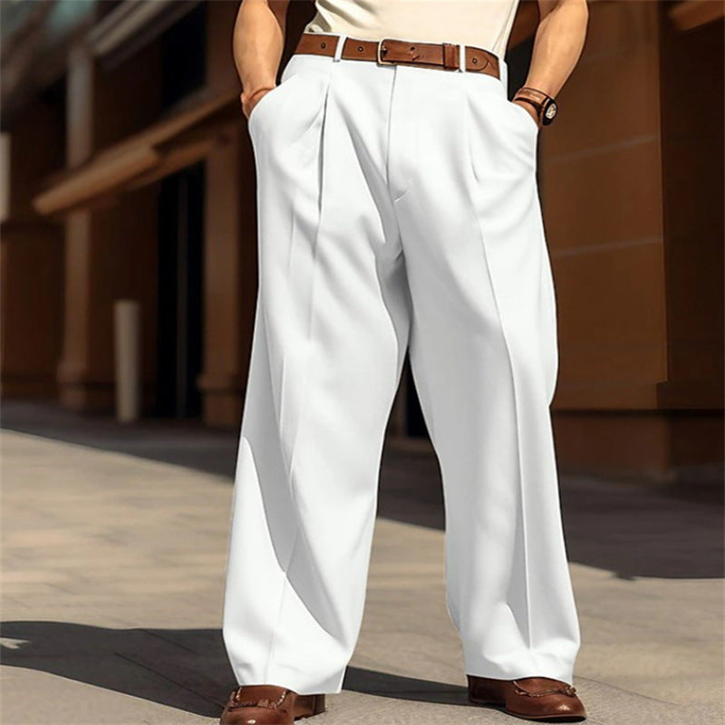 Men'S Wide Leg Leisure Front Pocket Straight