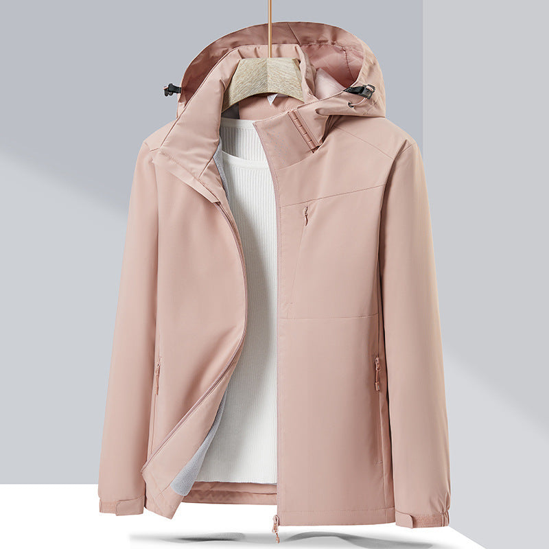Couple Single-Layer Jacket Windproof Sports Fleece-Lined Padded