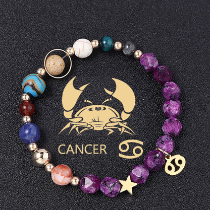Twelve Constellations Bracelets Natural Stone Hemp Stone