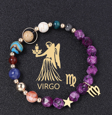 Twelve Constellations Bracelets Natural Stone Hemp Stone