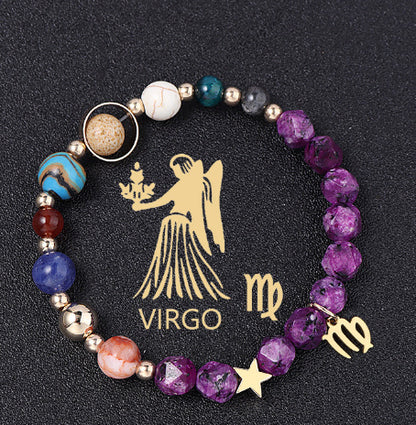 Twelve Constellations Bracelets Natural Stone Hemp Stone