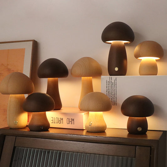 Ins Wooden Cute Mushroom Led Night Light